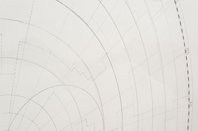 Installation view of two large starmaps made with graphite on paper,  from an exhibition at Tegnerforbundet, Oslo. Photo. 