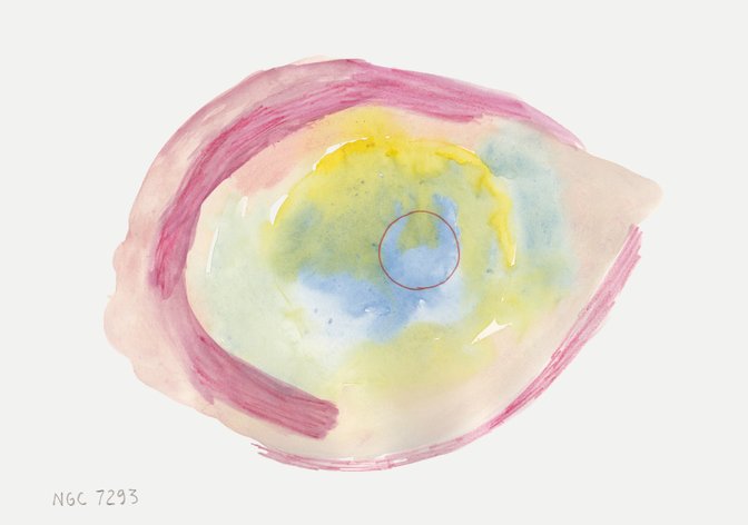 An atmospheric watercolour on paper (part of a series resembling planetary nebula). Scann of original work.  