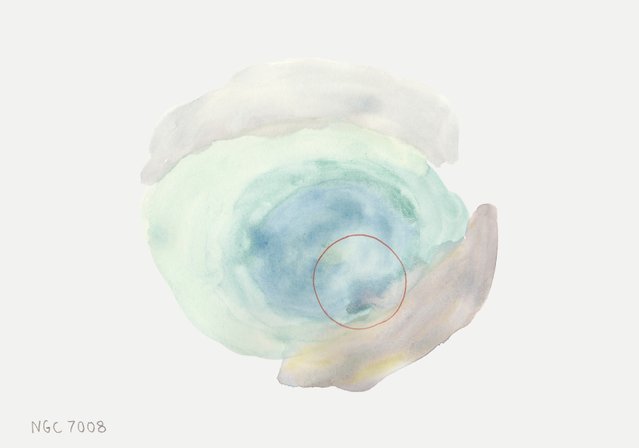 An atmospheric watercolour on paper (part of a series resembling planetary nebula). Scann of original work.  